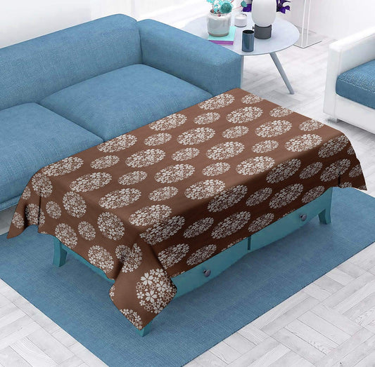Enera Tuscany Printed Rectangle Dark Brown Color Center Table Cover - enera