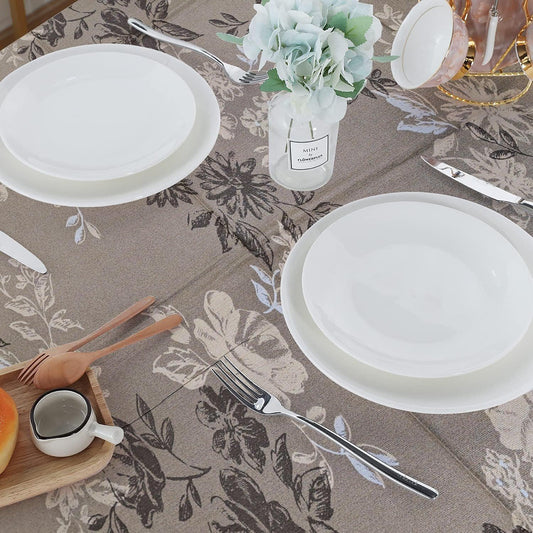 Enera Tuscany Printed Rectangle Light Brown Color Table Cover (FLRA3226BR) - enera