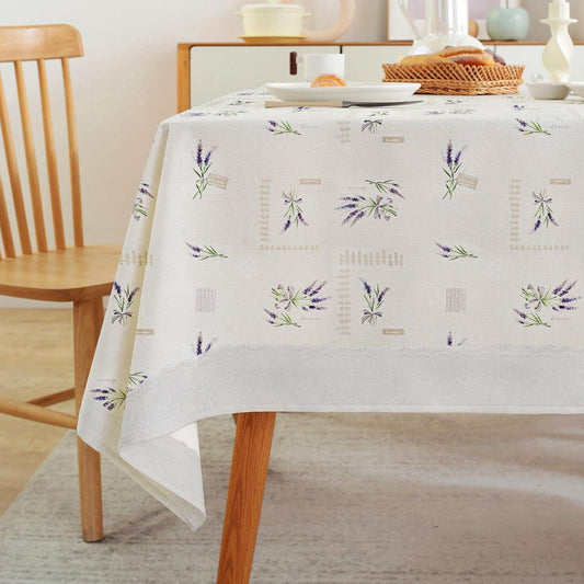 Enera Tuscany Printed Rectangle White Color Table Cover (FLRA3284WP) - enera