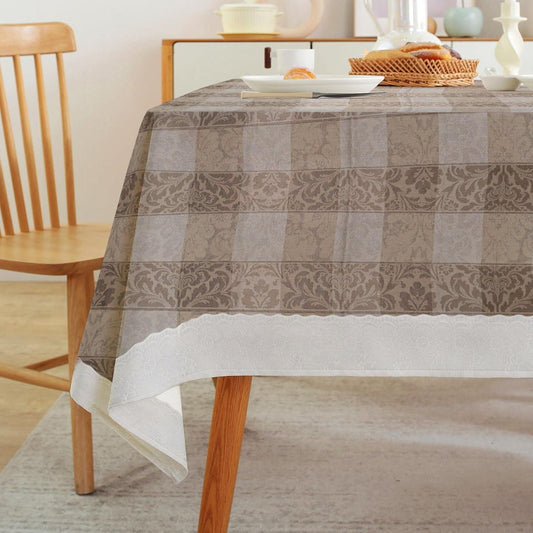 Enera Tuscany Printed Rectangle Light Cream Color Table Cover (FLRA3239) - enera