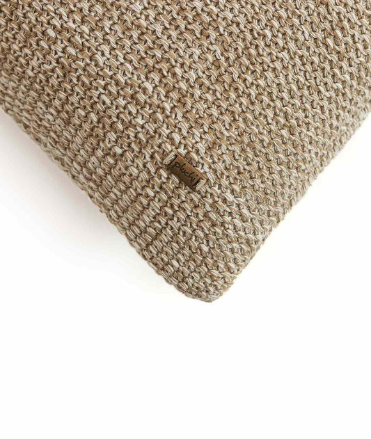 Enera Moss Knit Khaki & Natural Color 22x22 Inch Cushion Cover - enera