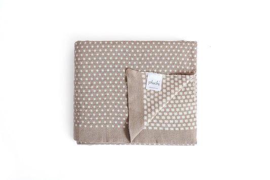 Enera Tiny Check Stone & Natural Color Throw - enera