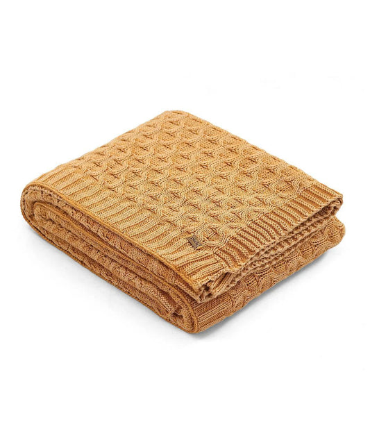 Enera Kelly Knit Mustard Color Cotton Throw - enera