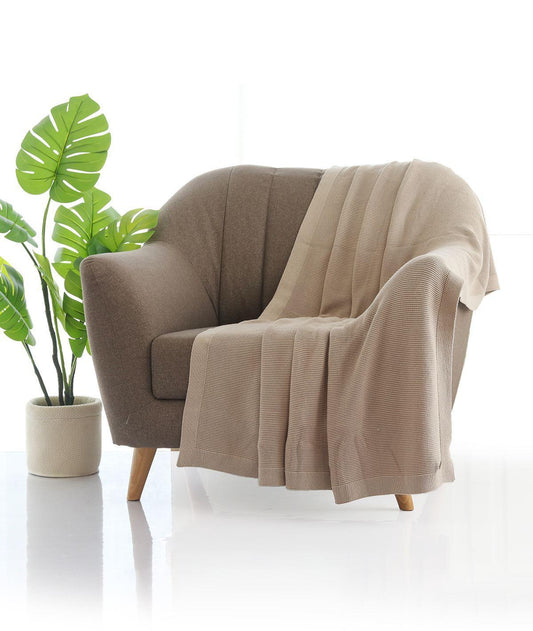 Enera Transfer Knit Pale Whisper Color Cotton Throw - enera