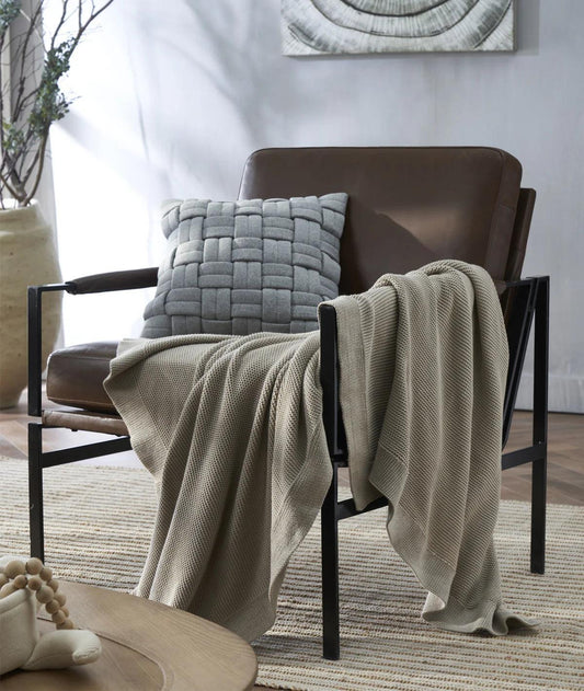 Enera Transfer Knit Pale Whisper Color Cotton Throw - enera