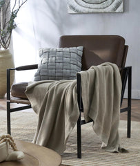 Enera Transfer Knit Pale Whisper Color Cotton Throw - enera