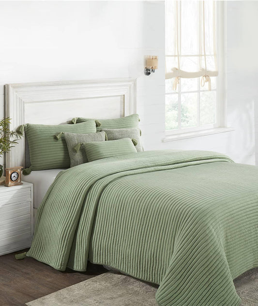 Enera Waseme Pistachio Green Color King Size Bedcover - enera