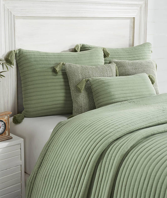 Enera Waseme Pistachio Green Color King Size Bedcover - enera