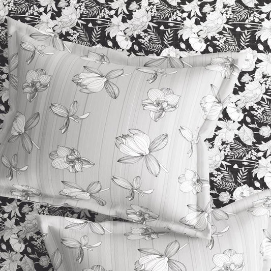 Enera Marvella Collection Black & White King Size Double Bedsheet - enera