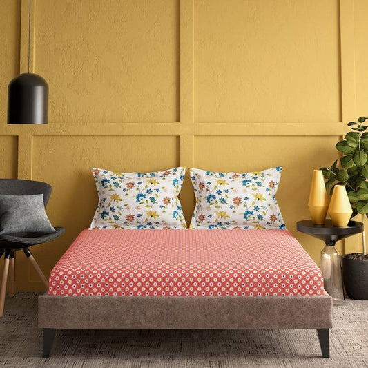 Enera Marvella Collection Red Super King Size Double Bedsheet - enera