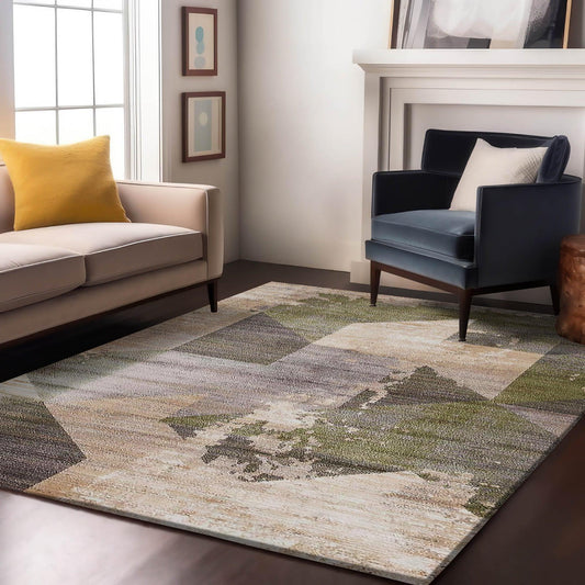 Enera Zeal XJ7-G Collection Multi Green Color 160x230 cm Stylish Carpet - enera
