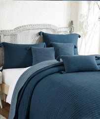 Enera Waseme Steel Blue & Blue Grey Color King Size Bedcover - enera