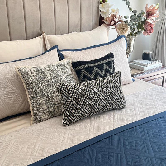 Enera Trousseau Clif Navy & Ivory color King Size Bedcover - enera