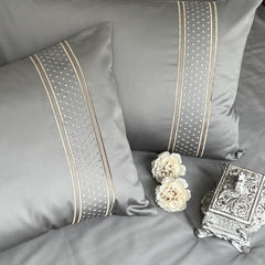 Enera Beyond Collection Checkers Grey Color King Size double Bedsheet with 2 pillow covers - enera