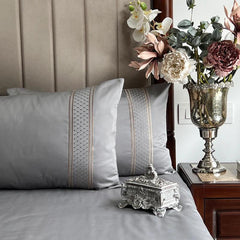 Enera Beyond Collection Checkers Grey Color King Size double Bedsheet with 2 pillow covers - enera