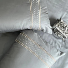 Enera Beyond Collection Checkers Grey Color King Size double Bedsheet with 2 pillow covers - enera