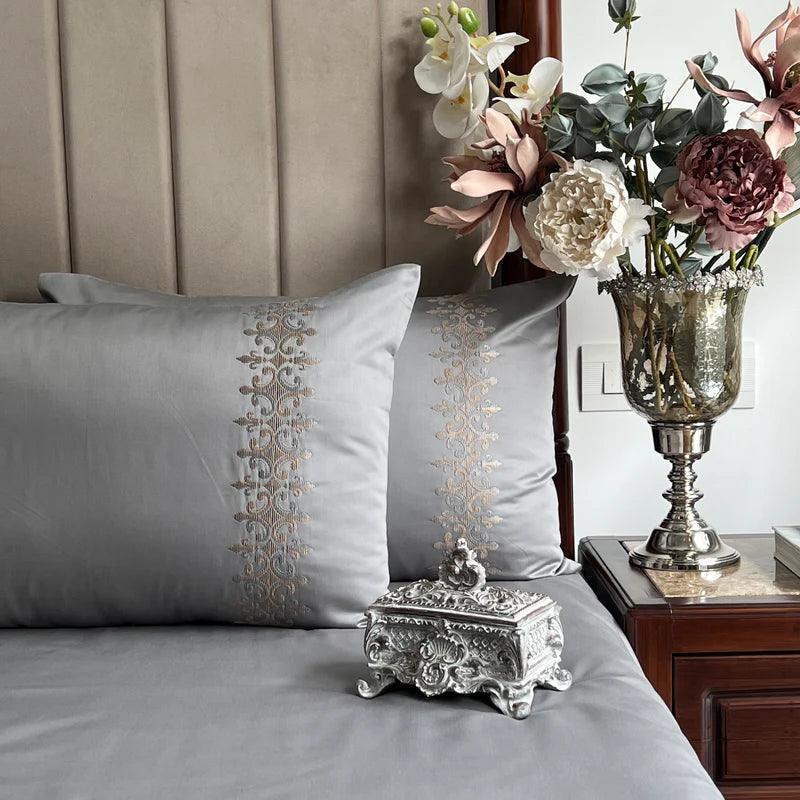 Enera Beyond Collection Crown Steel Grey Color Plain King Size Double Bedsheet With 2 Pillow Covers - enera