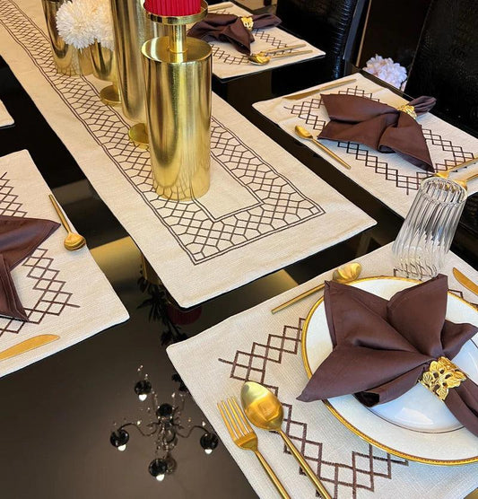 Enera Zig Zag Beige Color Table Placemat Set - enera