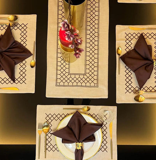 Enera Zig Zag Beige Color Table Placemat Set - enera