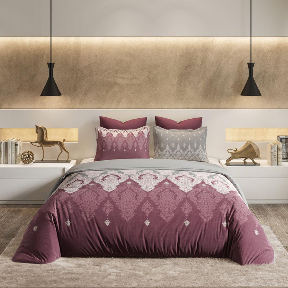 D'Decor Souvenir Collection Bridal Blush-Mauve Color King Size Double Bedsheet - enera