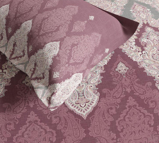 D'Decor Souvenir Collection Bridal Blush-Mauve Color King Size Double Bedsheet - enera