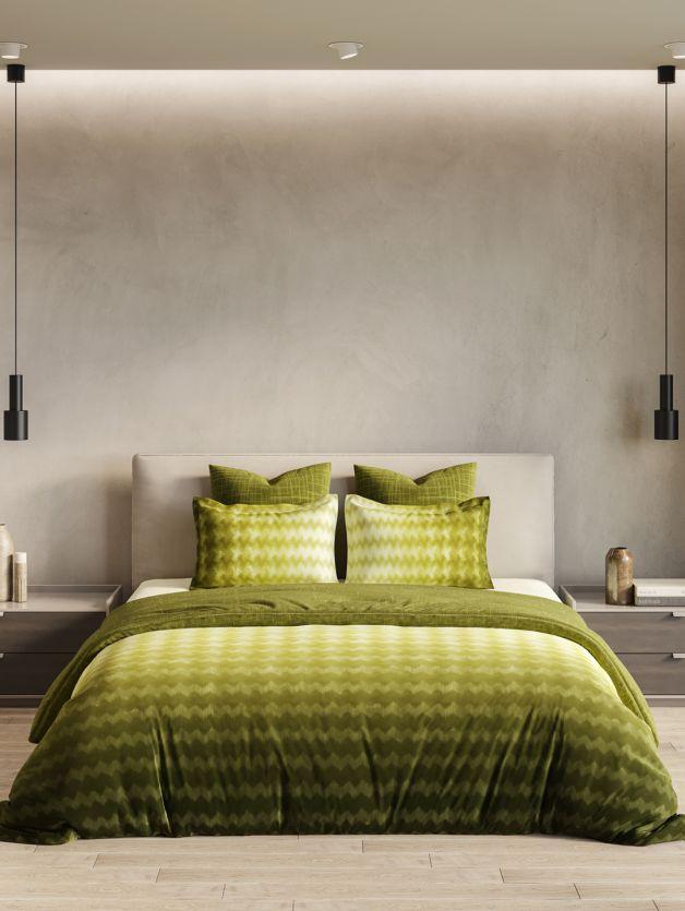 D'Decor Esteem Collection Rhythm Olive Color Double Bed Comforter Set - enera