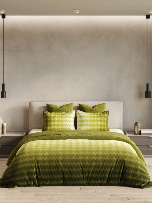 D'Decor Esteem Collection Rhythm Olive Color Double Bed Comforter Set - enera