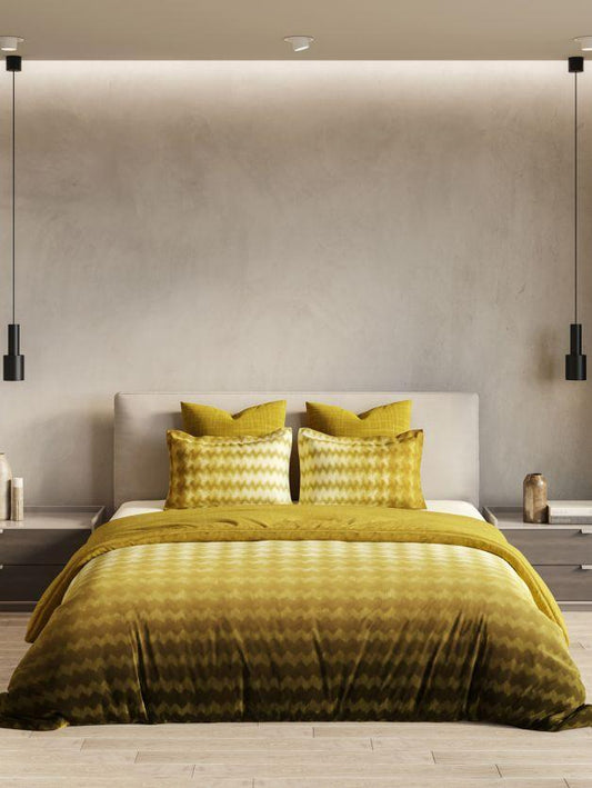 D'Decor Esteem Collection Rhythm Honey Color Double Bed Comforter Set - enera