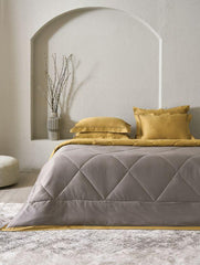 D'Decor Snuggle Collection Antique Gold & Mineral Grey Double Bed Comforter Set - enera