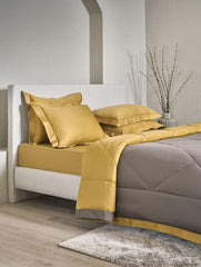 D'Decor Snuggle Collection Antique Gold & Mineral Grey Double Bed Comforter Set - enera