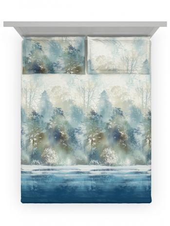 D'Decor Esteem Collection Serene-Heritage Blue Color King Size Double Bedsheet - enera