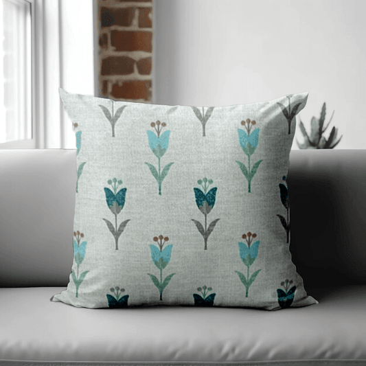 Enera SRM UDAI 201 Light Green Color 18x18 Inch Cushion Cover - enera