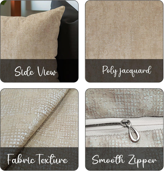 Enera DECO COSM10 Textured Light Beige Color 16x16 Inch Cushion Cover - enera
