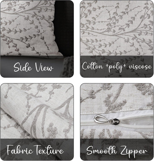 Enera SRM SAMA B204 Embroidery Light Grey Color 12x12 Inch Cushion Cover - enera