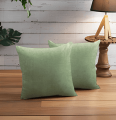 Enera SRM Luxo 91B Green Color 18x18 Inch Plain Cushion Cover - enera