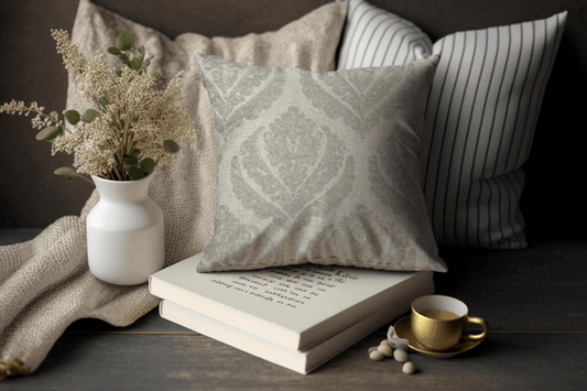 Enera SRM SAMA A102 Cream Color 18x18 Inch Cushion Cover - enera
