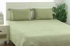 Enera 3D Cubic Scenic Green color King Size Bedcover - enera