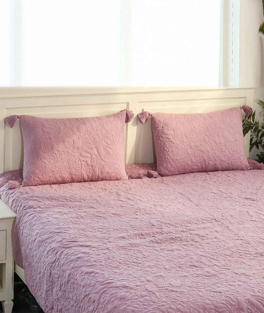 Enera Summer Lavender Color King Size Bed Cover with Pillow Covers - enera