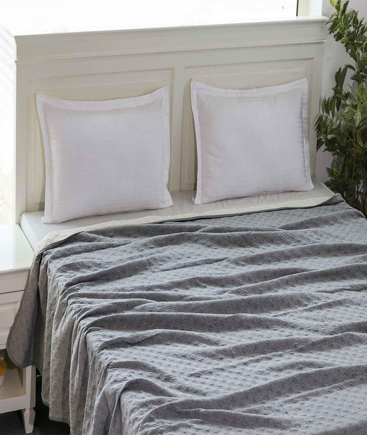Enera Two Tone Light Grey Melange & Natural Color Double Bed Dohar - enera