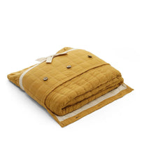 Enera Square Check Cornsilk & Natural Color Double Bed Dohar - enera