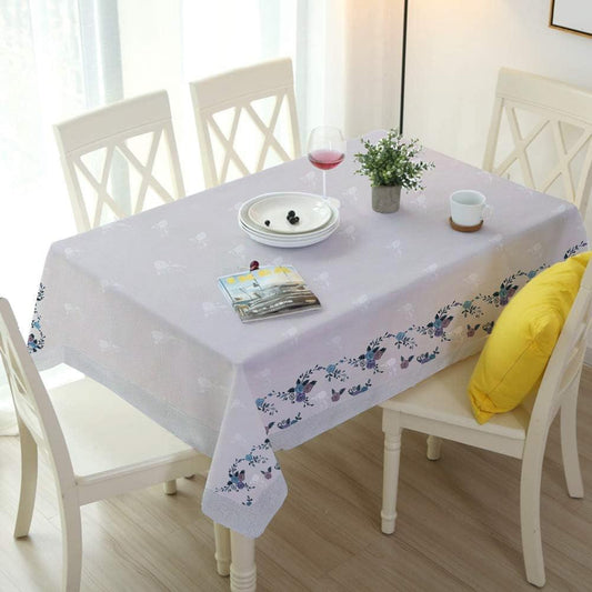 Enera Blossom Printed Rectangle Table Cover With Lace White Color - enera