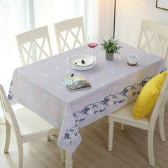 Enera Blossom Printed Rectangle Table Cover With Lace White Color - enera