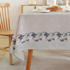 Enera Blossom Printed Rectangle Table Cover With Lace White Color - enera