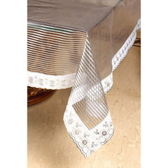 Enera Blossom Transparent Rectangle Table Cover With Lace Silver Color - enera