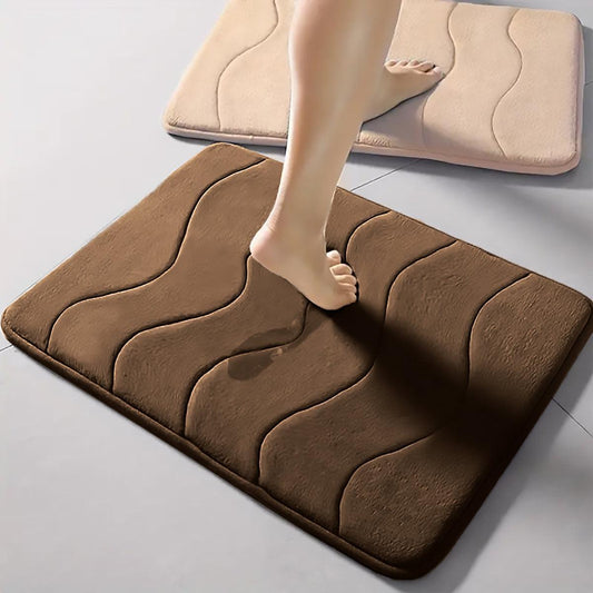 Enera Wave Vind Memory Foam Beige Color 50 x 80 cm Bathmat - enera