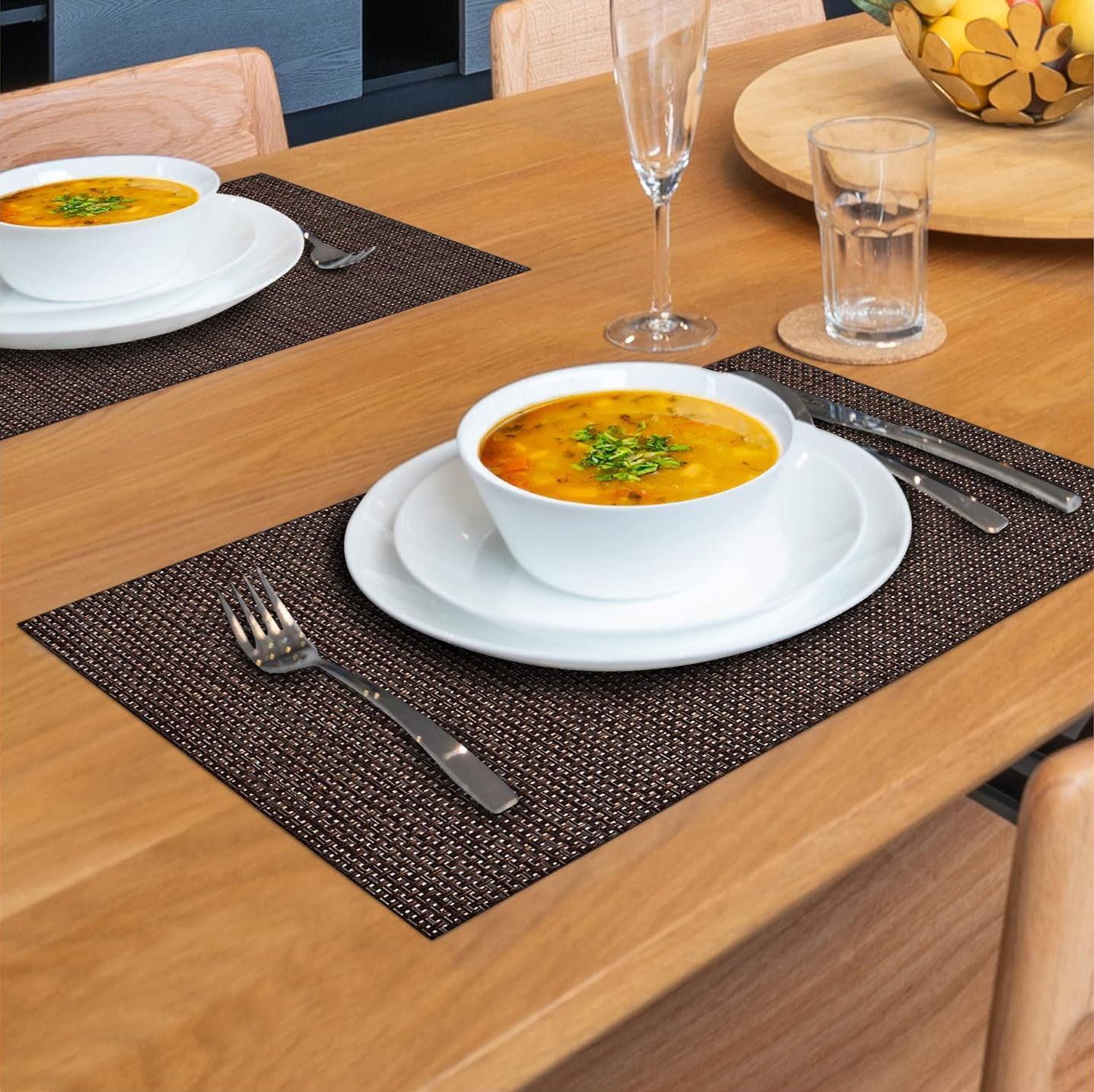 Enera Basketweave Black & Brown Size 30x45cm Table Mat - enera