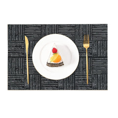Enera Freelance Basketweave Black & White Color Table Mat 50962A - enera