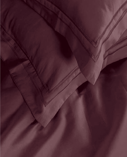 D'Decor Spotlight Collection Wine Color Plain King Size double Bedsheet with 2 pillow covers - enera