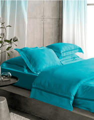 D'Decor Spotlight Collection Firozi Color Plain King Size double Bedsheet with 2 pillow covers - enera