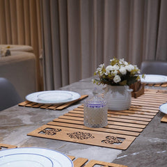 Enera Marc Mdf Wooden Beige Color (14x36 inch) Table Runner - enera